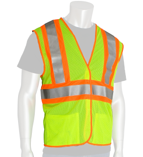 Yellow/Lime PIP Class 2 Reflective Self Extinguishing Mesh Safety Vest 